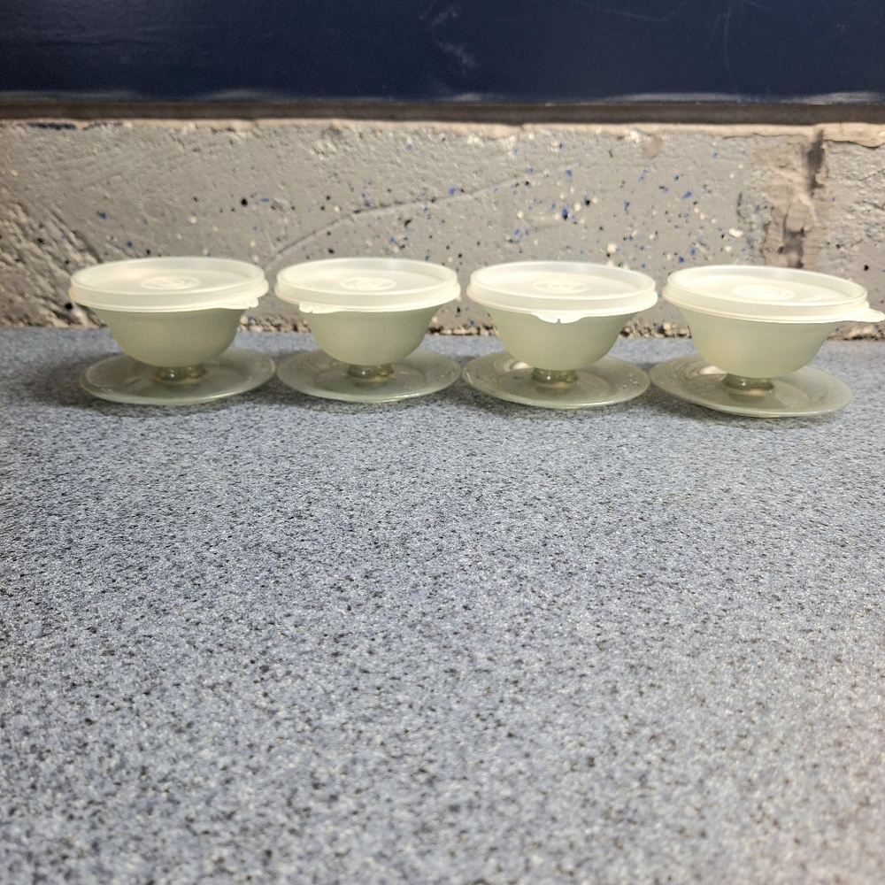 Vintage 1970's Tupperware Dessert Dish set for 4, #733-20,#733-19,#733-3,#733-1